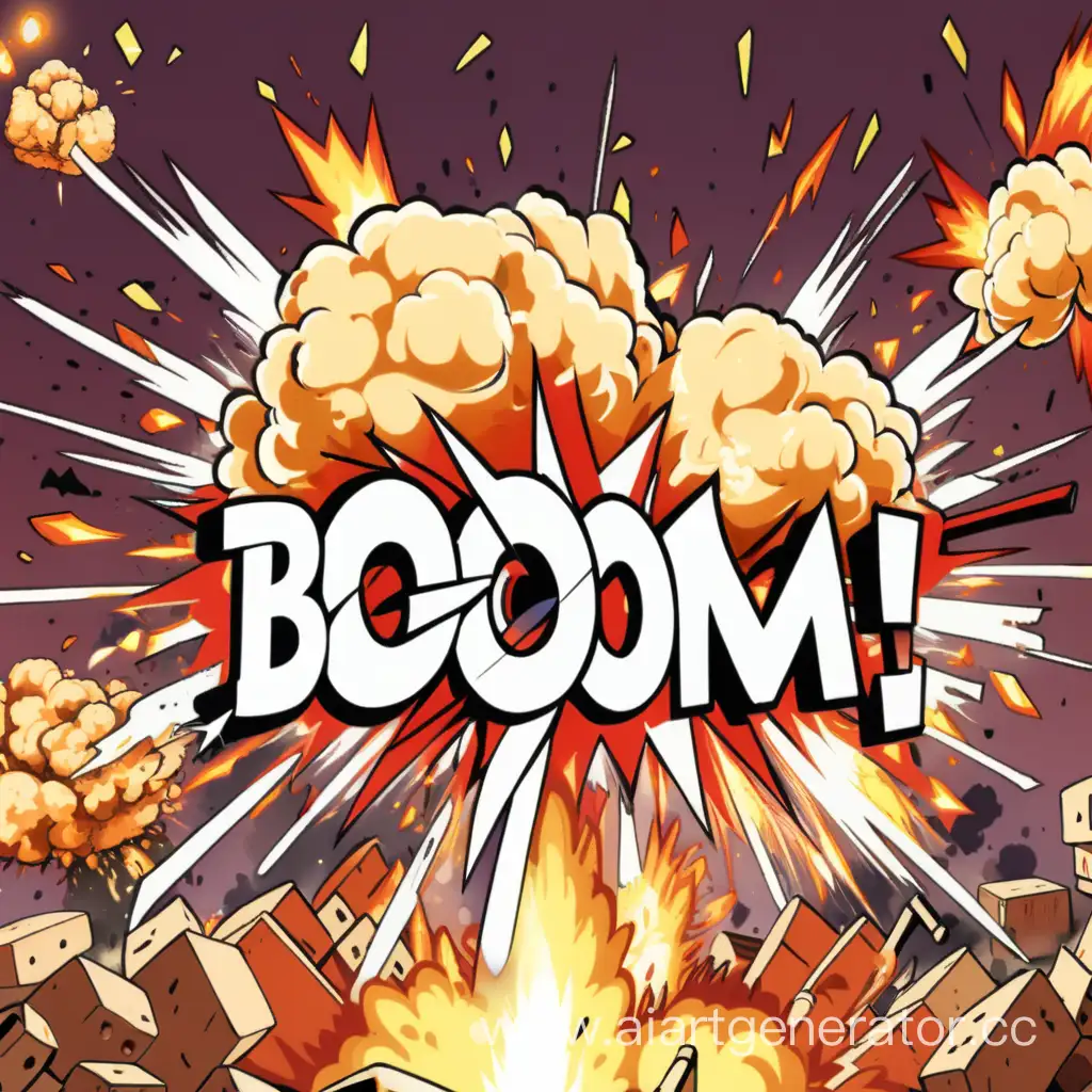задний фон: 3 взрыва, посередине текст: Boom!