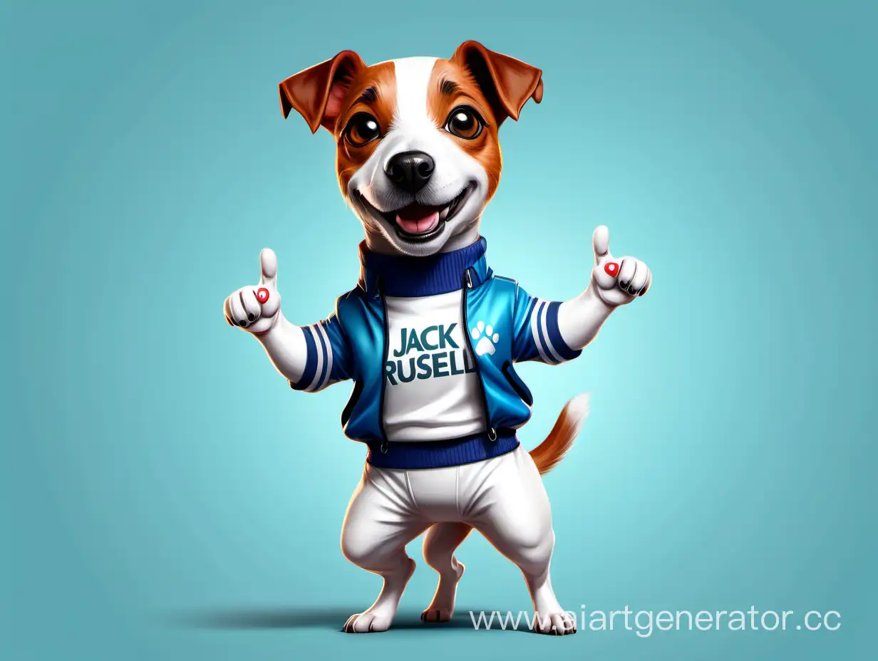Джек Рассел терьер гладкошерстный аватарка для телеграмм канала в спортивной стильной одежде  игривый и веселый общительный с текстом Джек Рассел 
