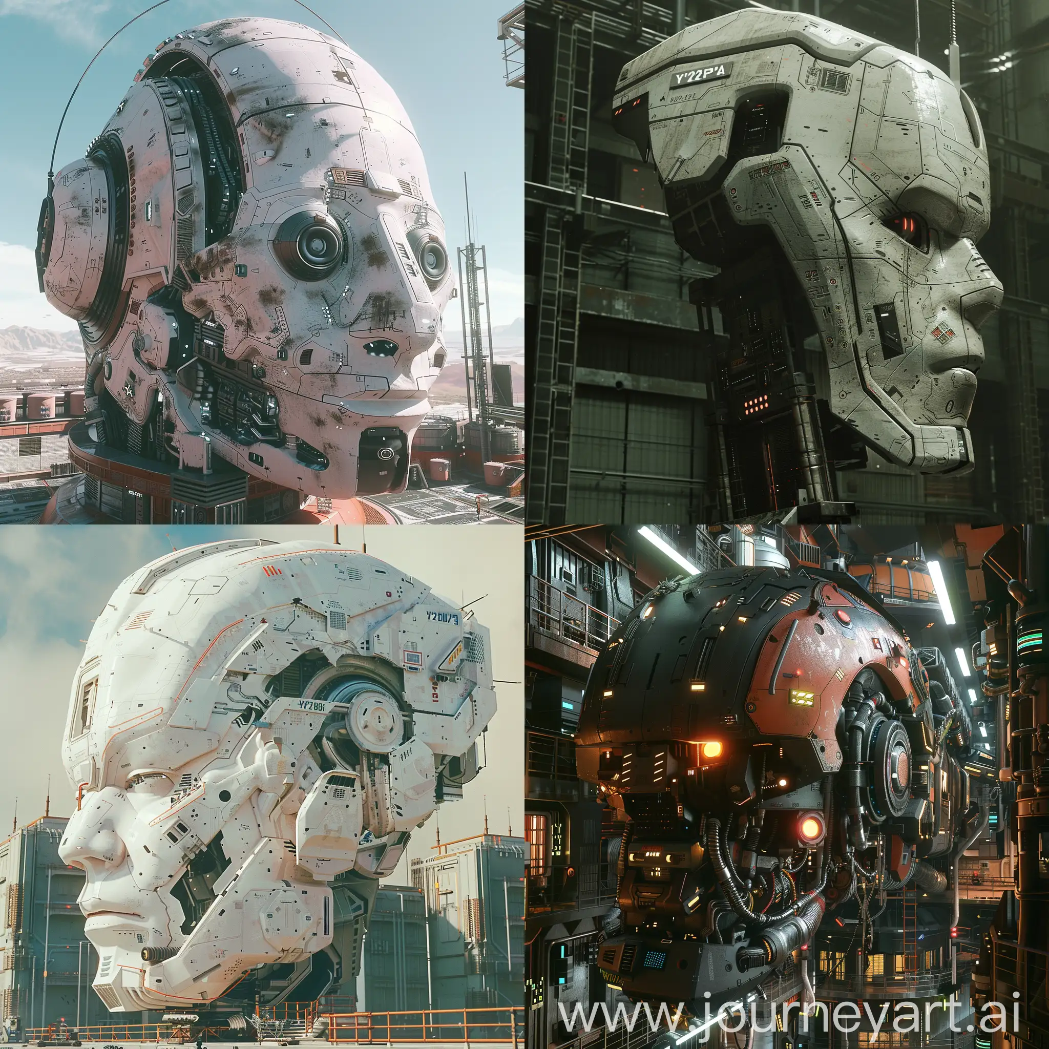 a giant robot head from a early old 2000s game, genre, retro, modern, futurism, y2k aesthetic, nostalgic trend, environment, old PlayStation 2 early 2000s graphics, render, old video game, old graphics, 
