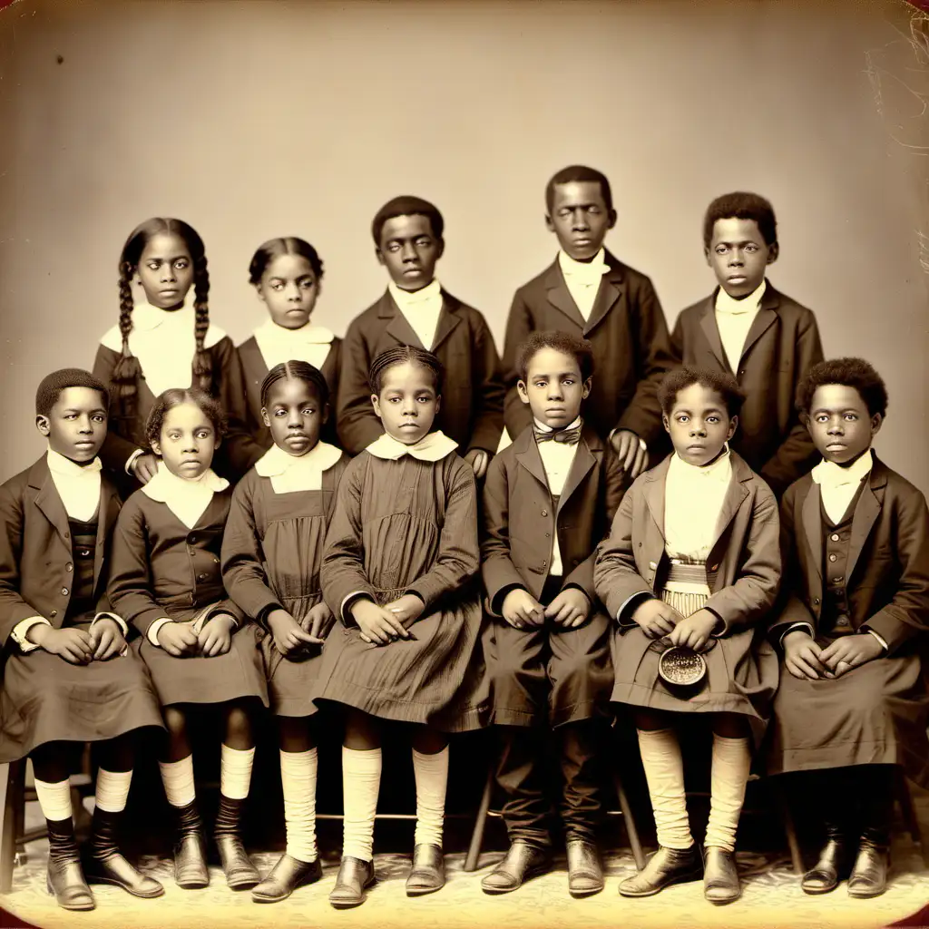 AfricanAmerican School Children Learning Together 1867