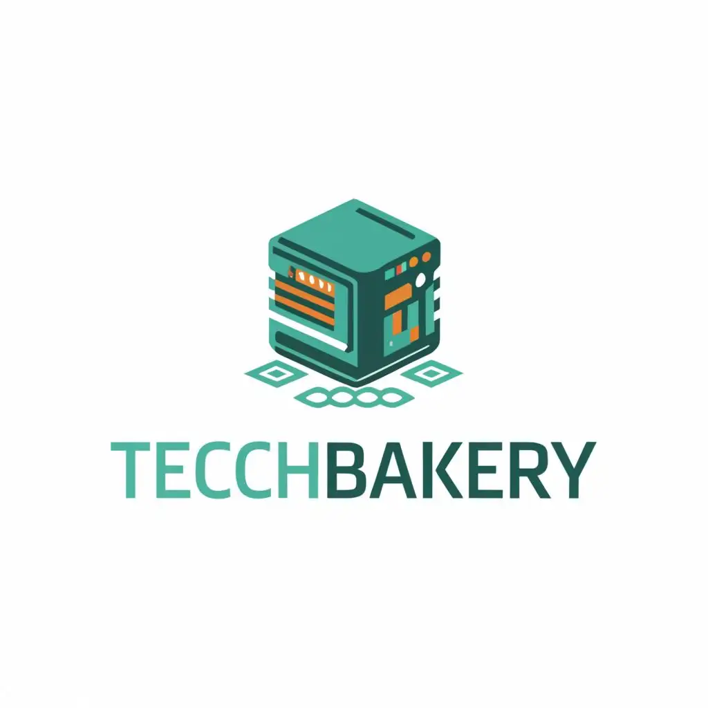 logo, a computer icon or technology related icon, with the text "TechBakery", typography, be used in Technology industry