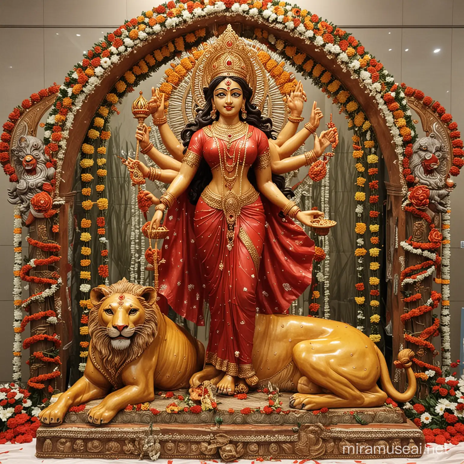 Mother Durga and Lion Navratri Installation