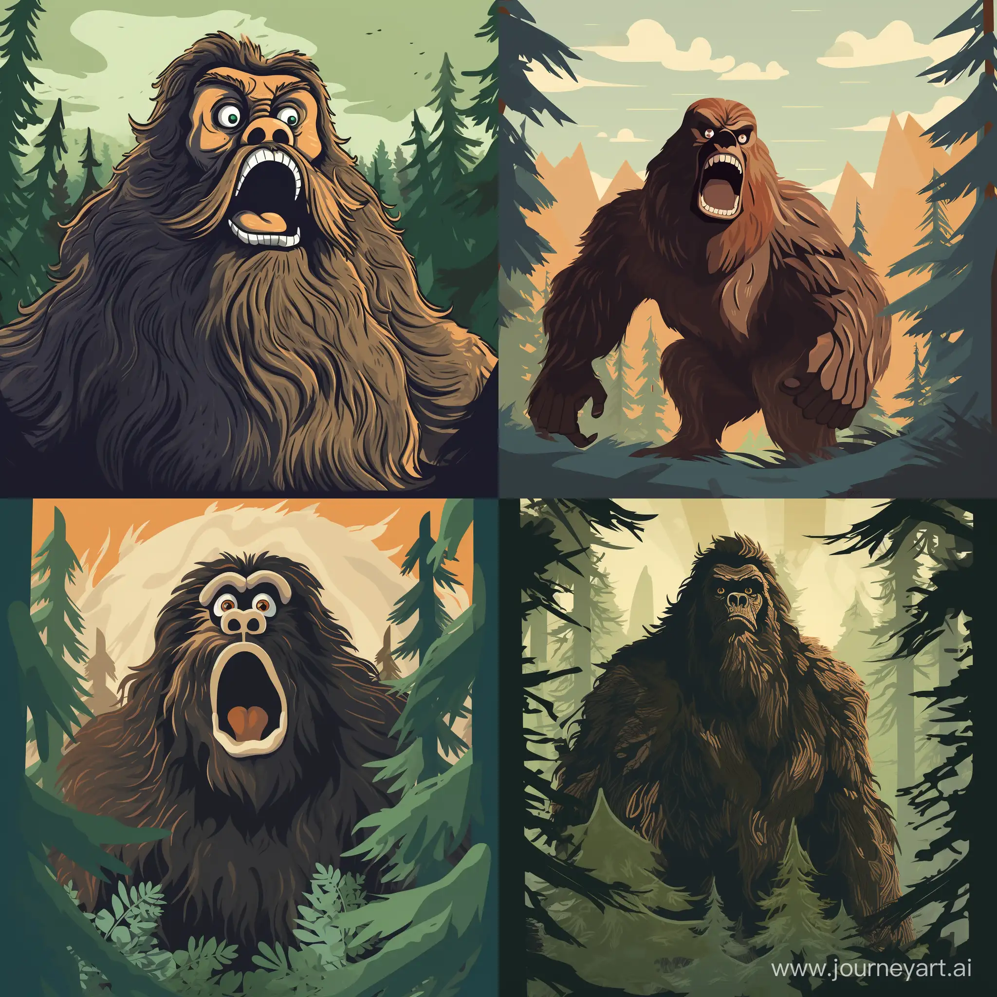 Startled-Bigfoot-Encounter-with-UFOs-in-Enigmatic-Forest