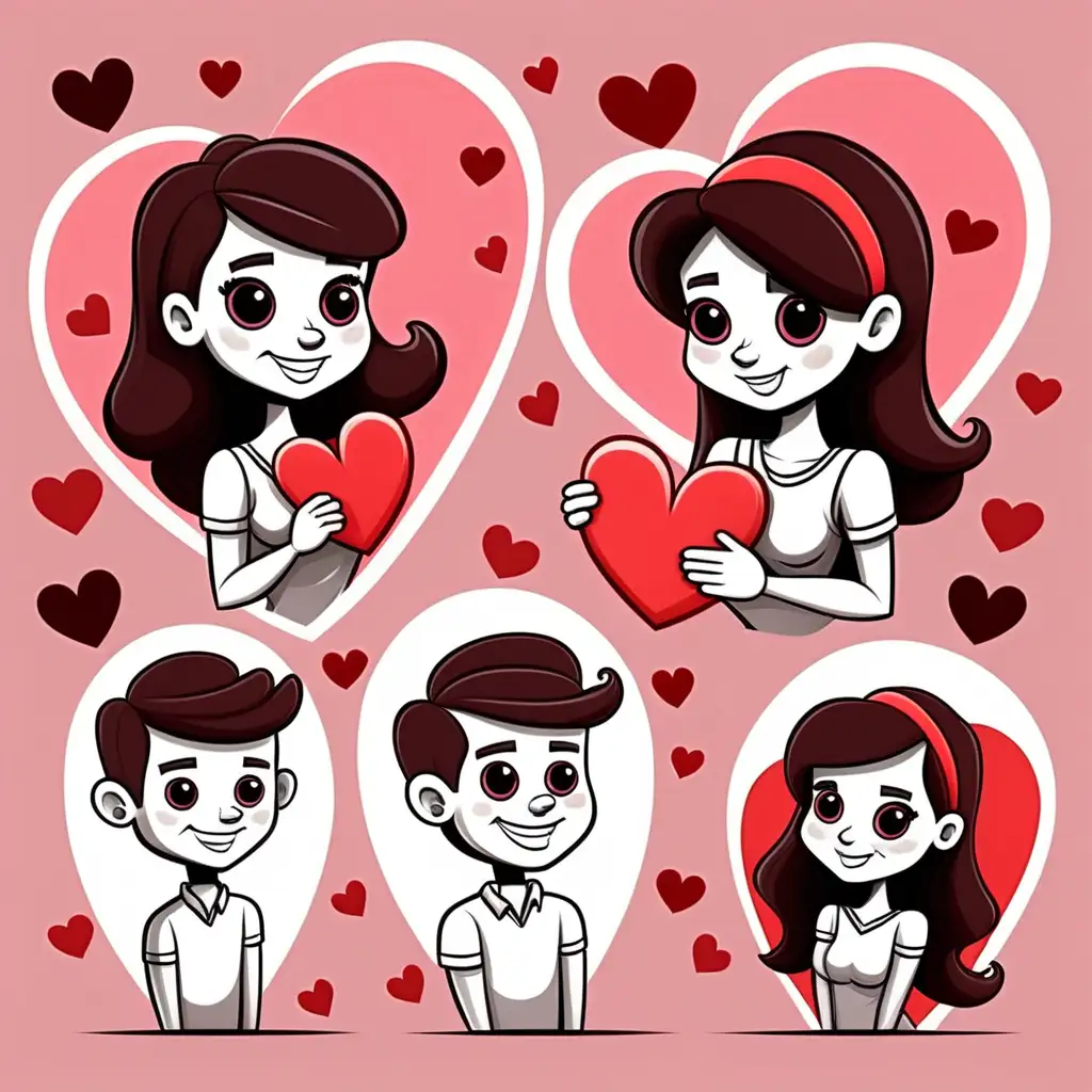Whimsical Valentines Day Cartoon Drawings