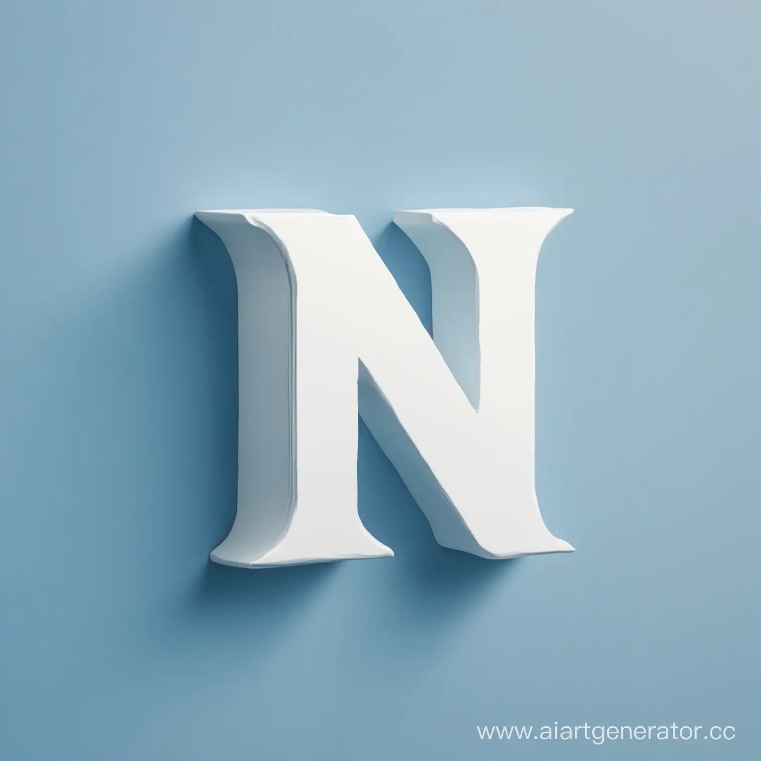 Английская буква N белая на голубом фоне аватарка 