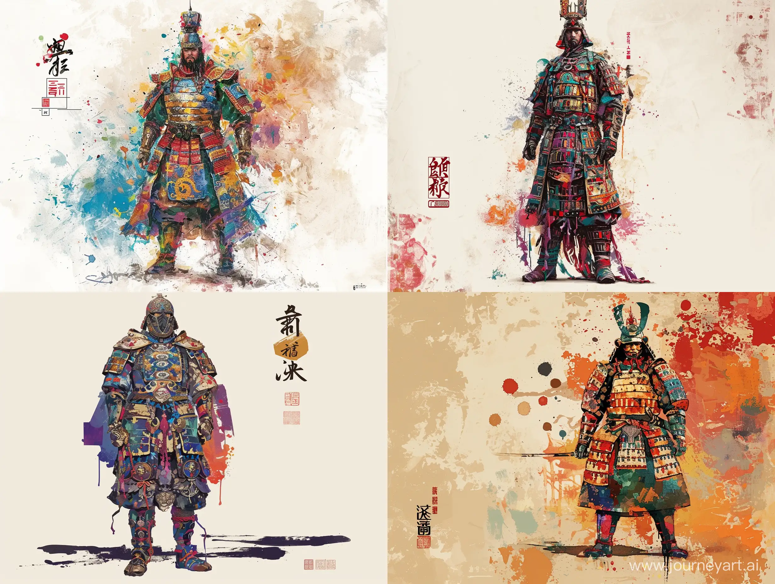 Ancient-Chinese-Warrior-in-Exquisite-Ink-Painting-Armor