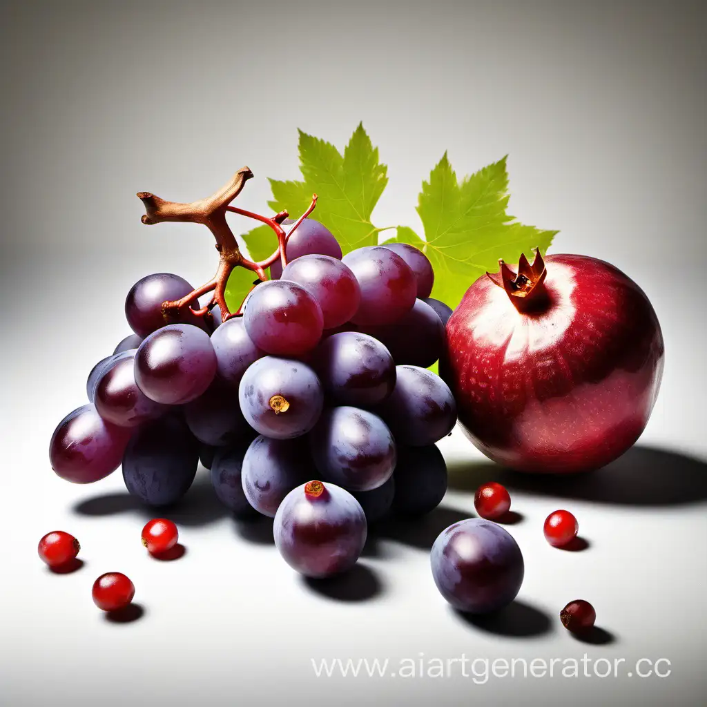 Fresh-Grapes-and-Pomegranates-on-Minimalist-Background