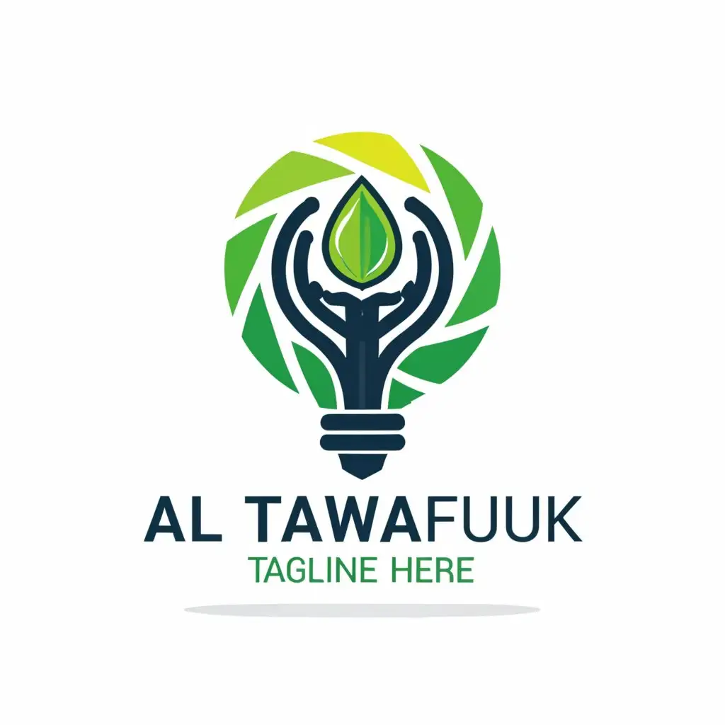a logo design,with the text "AL TAWAFUK", main symbol:A light bulb and a shield indicating we protect your ideas, main color is green, make the logo mix with the name,complex,be used in Legal industry,clear background