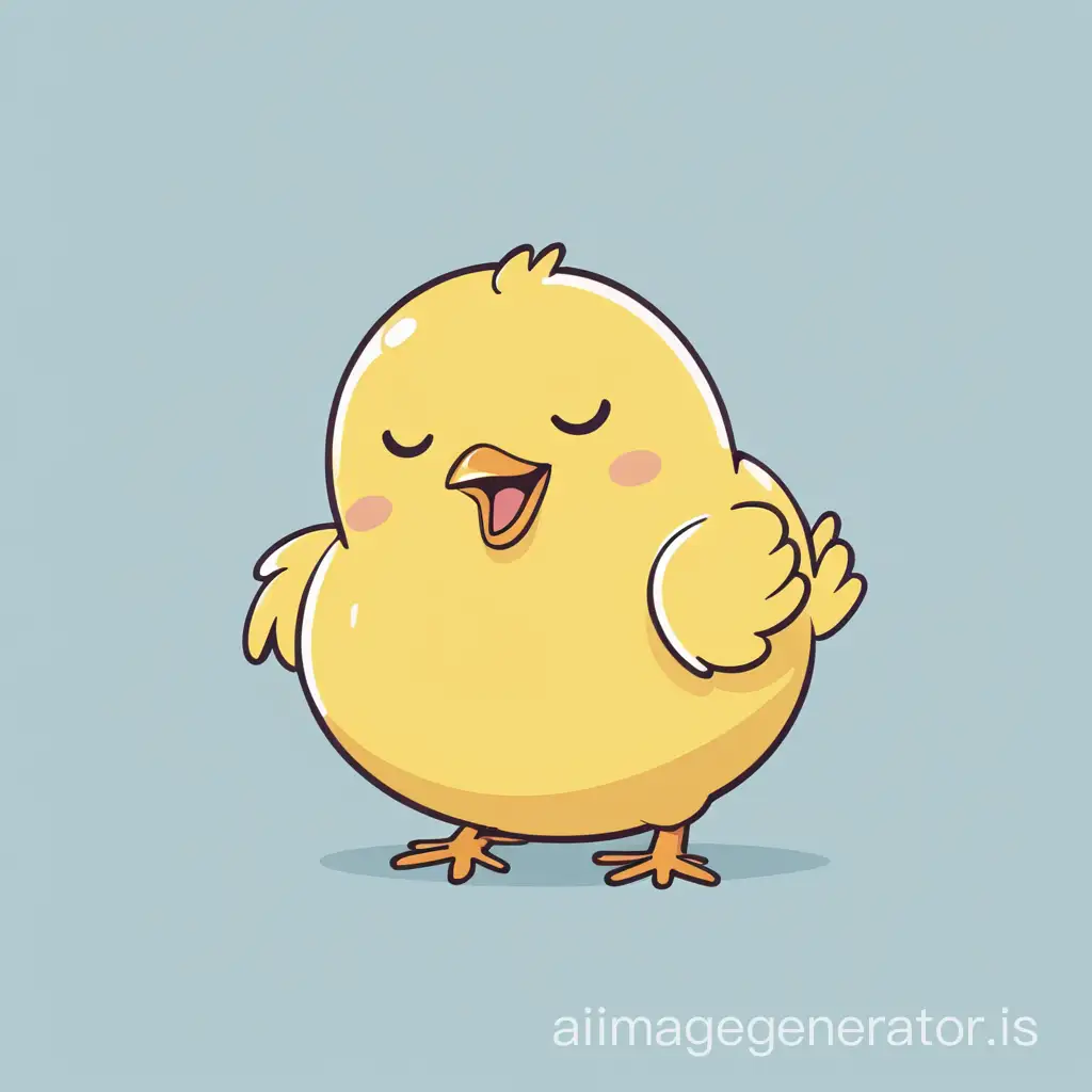cute happy looking chubby yellow chick 
