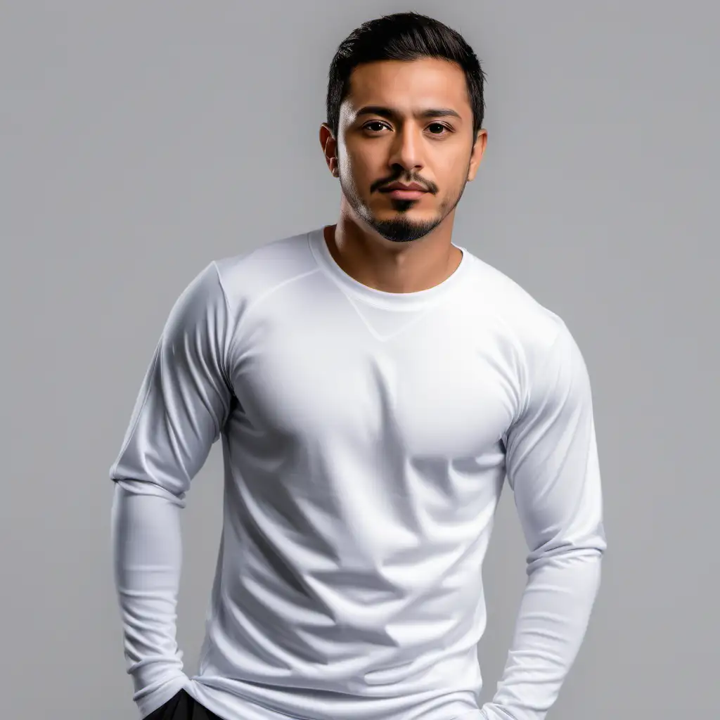 Stylish Latino Athlete in Solid White DryFit Sports Shirt