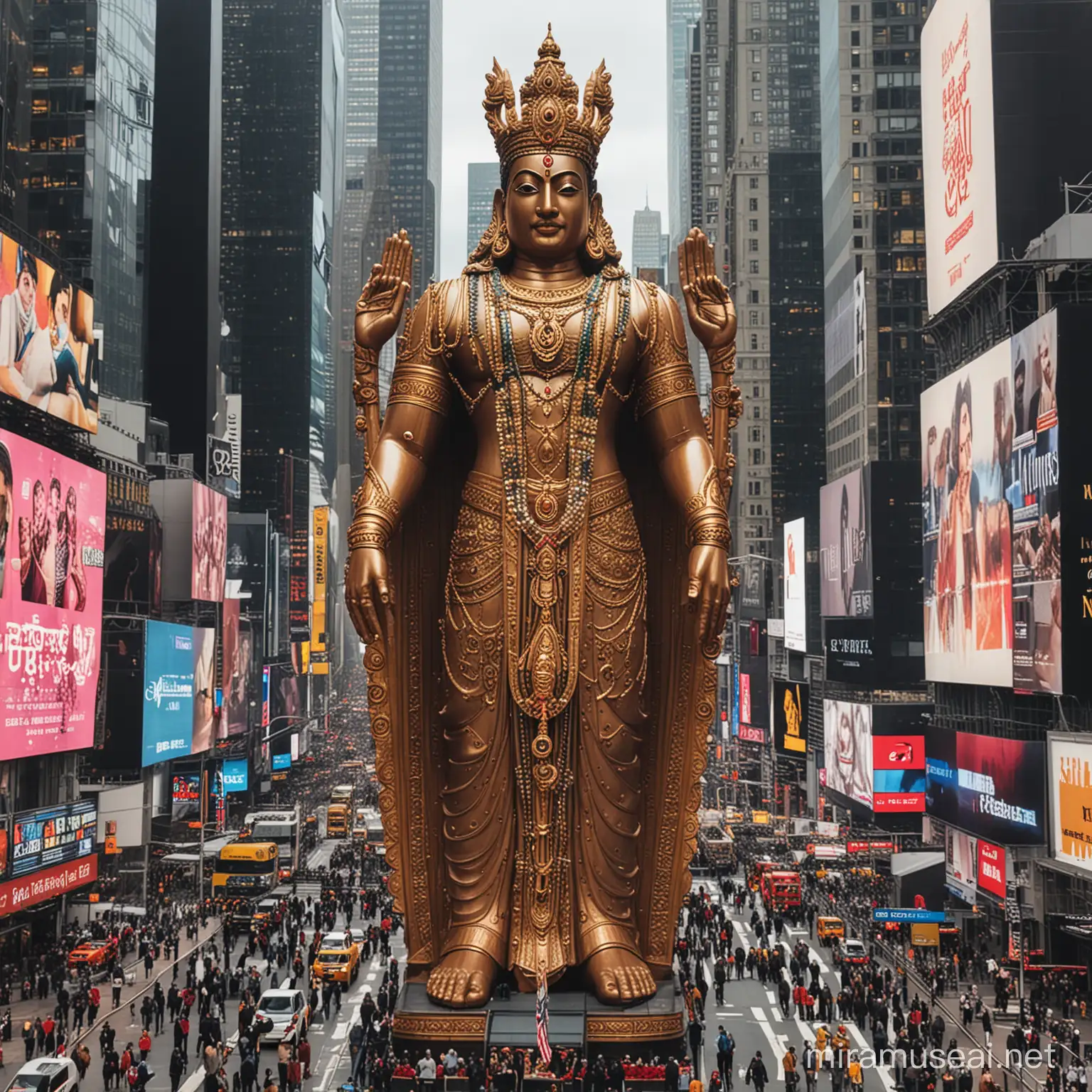 Gigantic Lord Venkateswara Statue Dominates New York Times Square