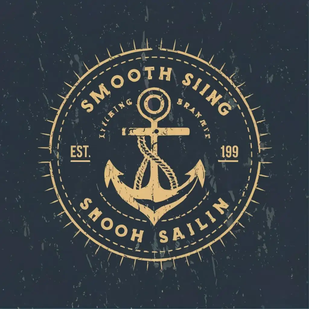 Logo Design For Smooth Sailing Nautical Anchor Emblem with Circular Arrow  and Typography for Retail Branding