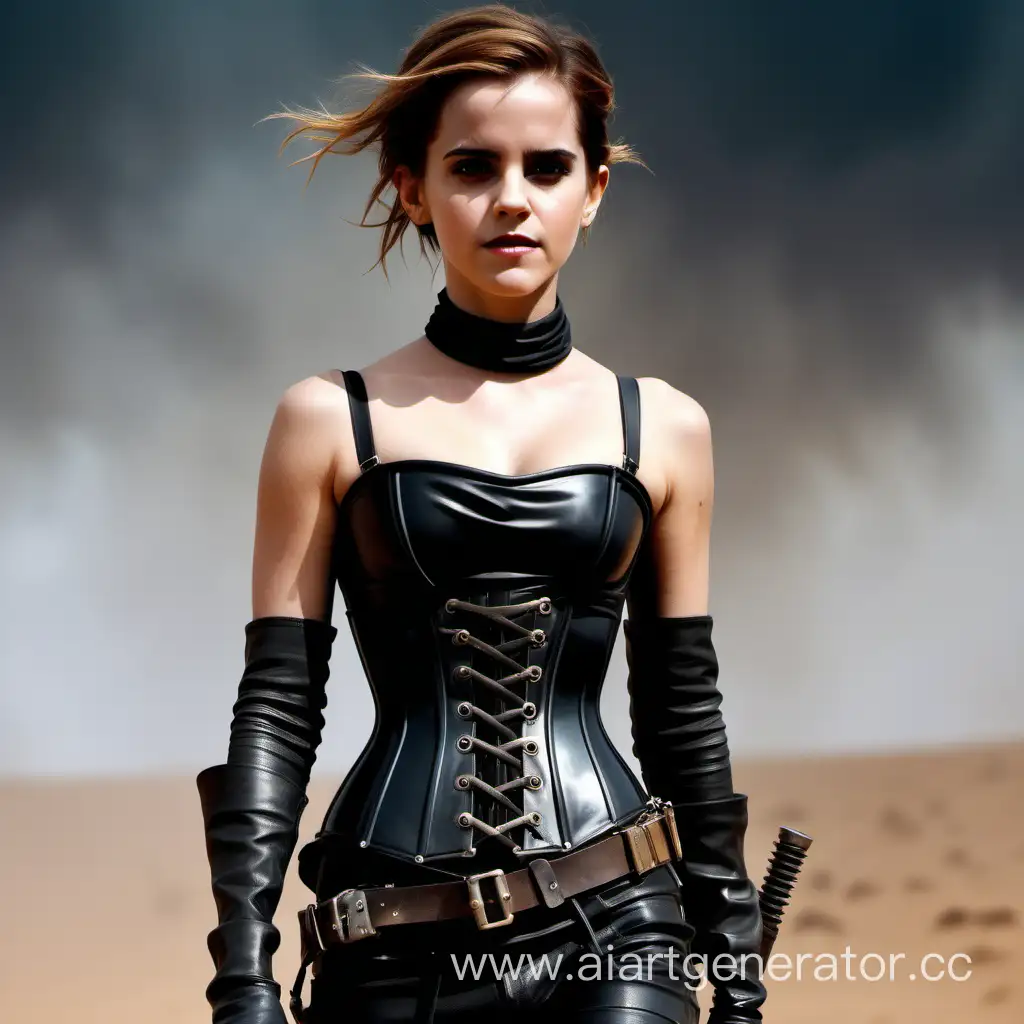 emma watson as a latex mad max bride, extreme hourglass figure corset