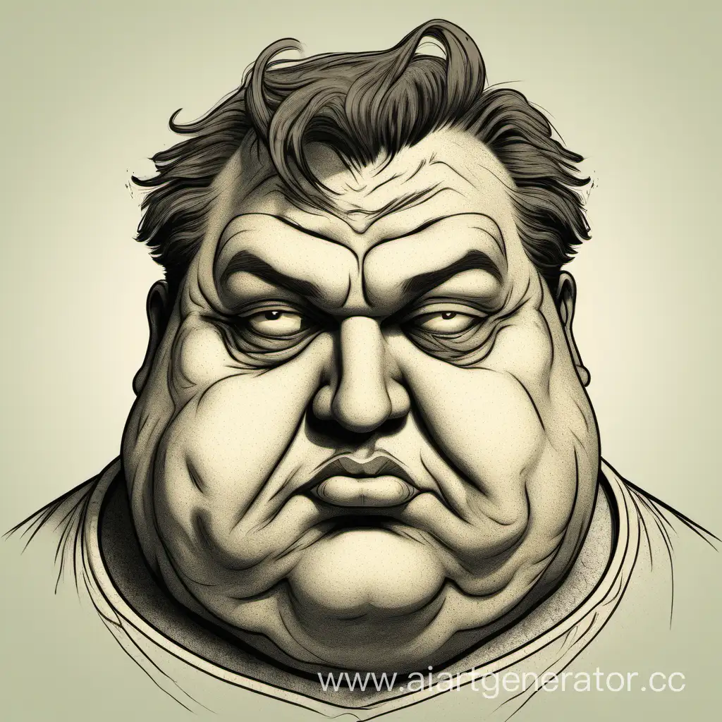 Grotesque-Portrait-ChubbyFaced-Man-with-Distorted-Features