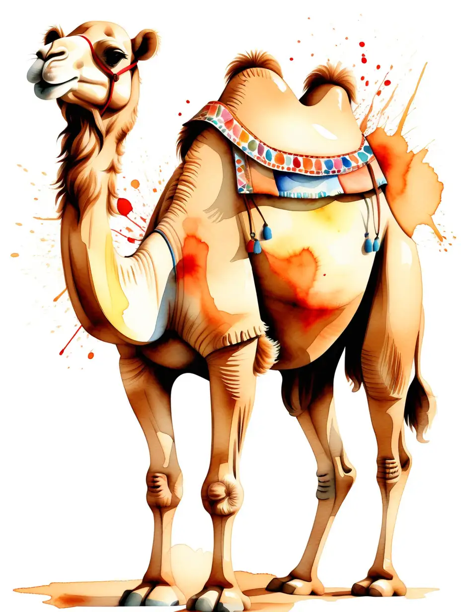 Vibrant Watercolor Camel Clipart for Creative Projects