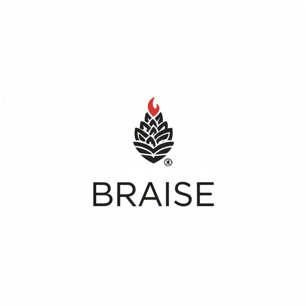 a logo design,with the text "Braise", main symbol:Minimalist in black and white and/or color for Braise, featuring a spinning brooch or a flaming pine cone.

The design should be elegant, modern, and represent our charcoal cooking technique.,Moderate,be used in Restaurant industry,clear background