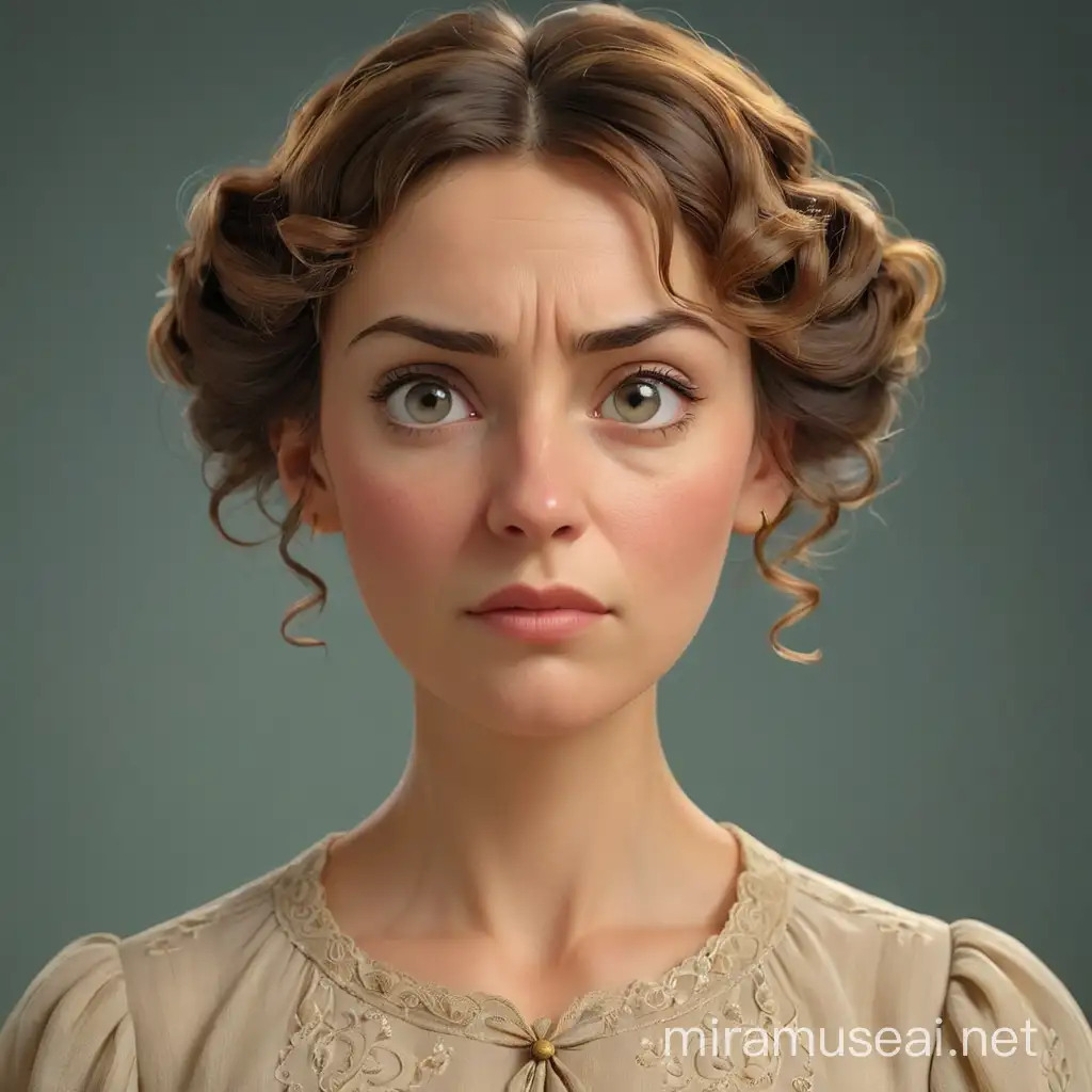 Victorian Woman Expressing Displeasure in Realism Style 3D Animation