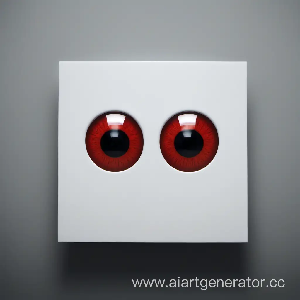 Minimalistic-Art-White-Square-with-Red-Eyes