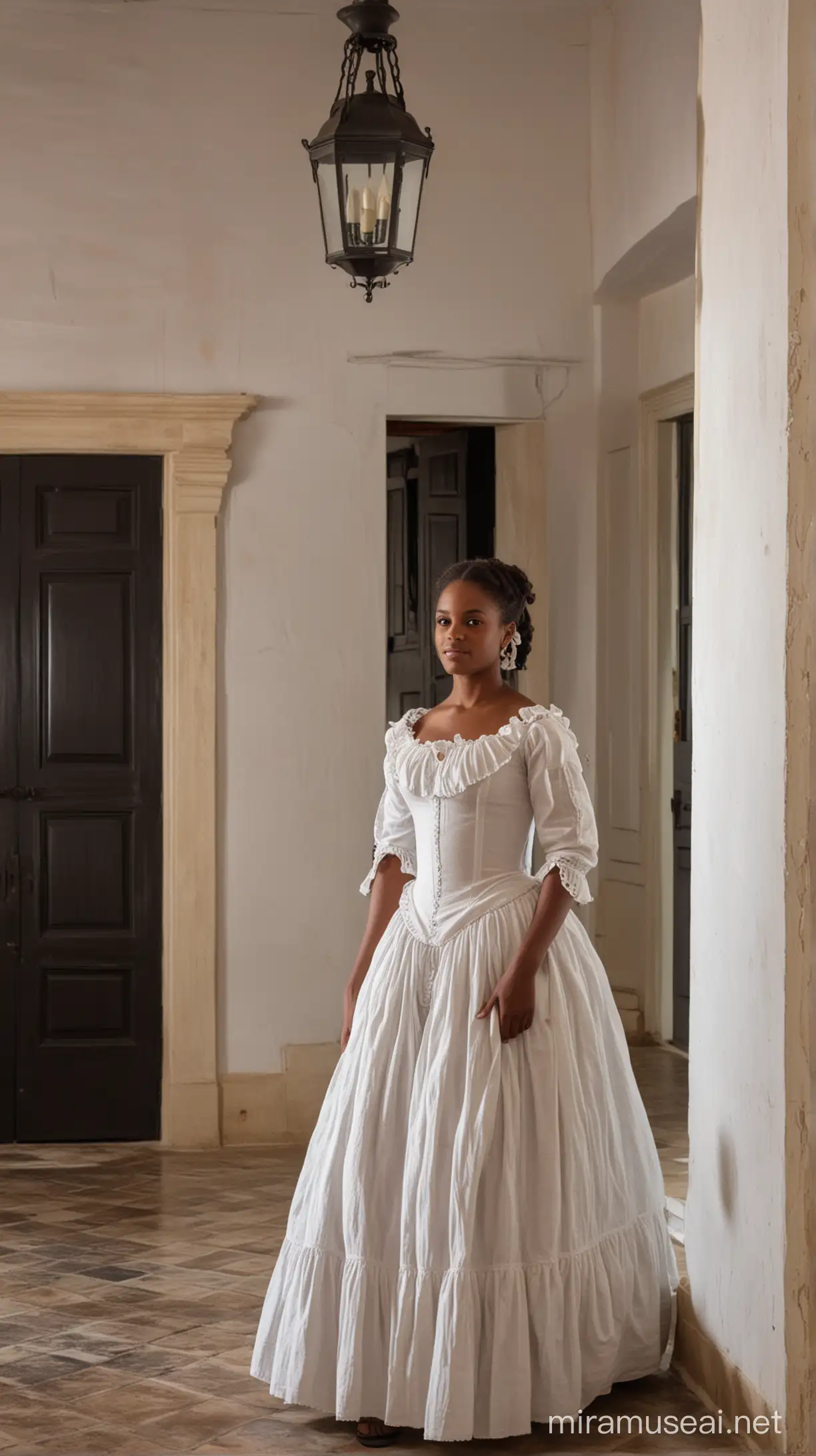 1800s Black female inside colonial house  in cartagena



