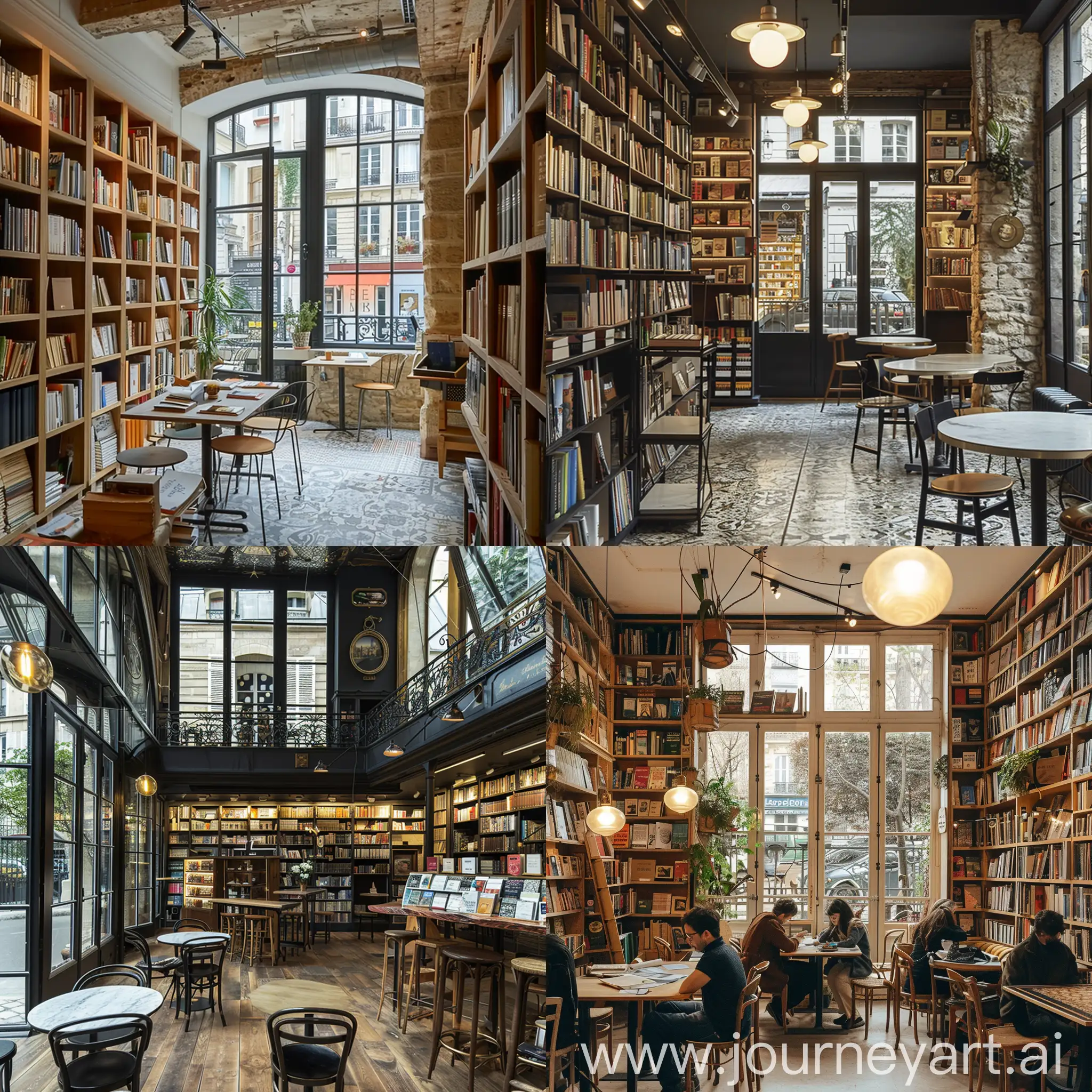 Parisian-Bookstore-and-Caf-Scene-Bustling-Literary-Hub-in-the-Heart-of-Paris