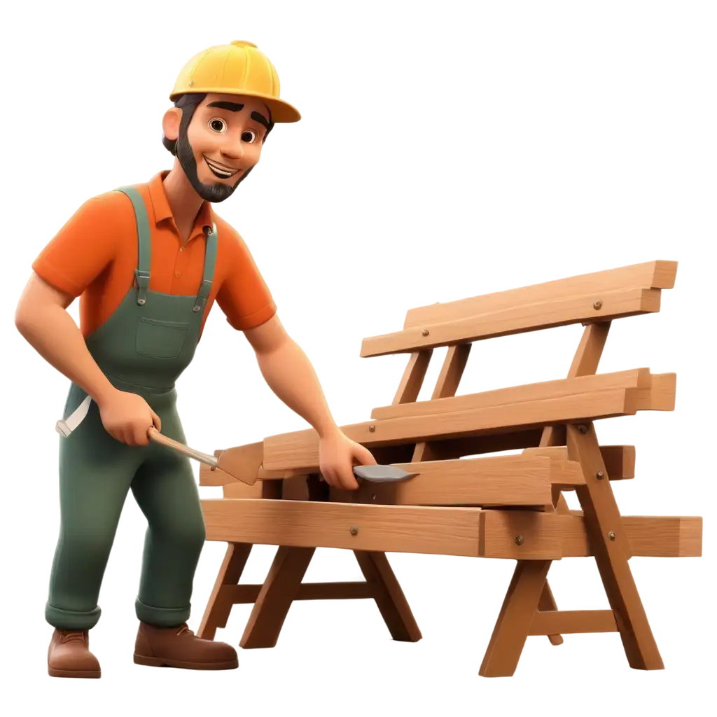 cartoon Carpenter is working in carpentary
