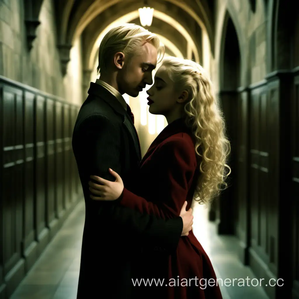Affectionate-Hug-between-Young-Girl-and-Draco-Malfoy-at-Hogwarts