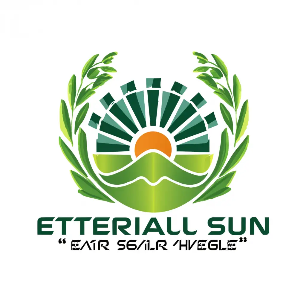 a logo design,with the text "Eternal sun", main symbol:the Tunisian solar heritage with a green environmental effect,complex,be used in Technology industry,clear background
