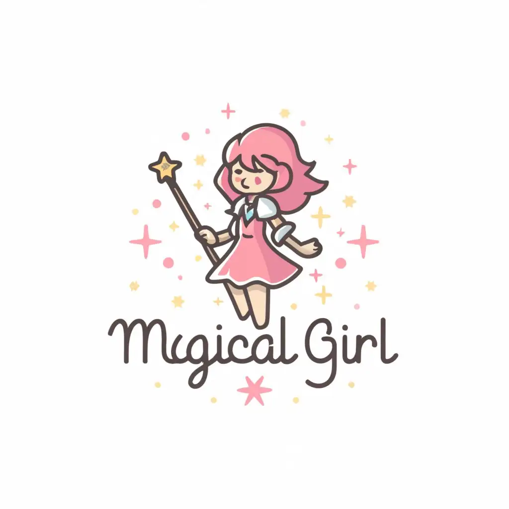 a logo design,with the text "Magical Girl", main symbol:Text only, white background, pastels,Minimalistic,clear background