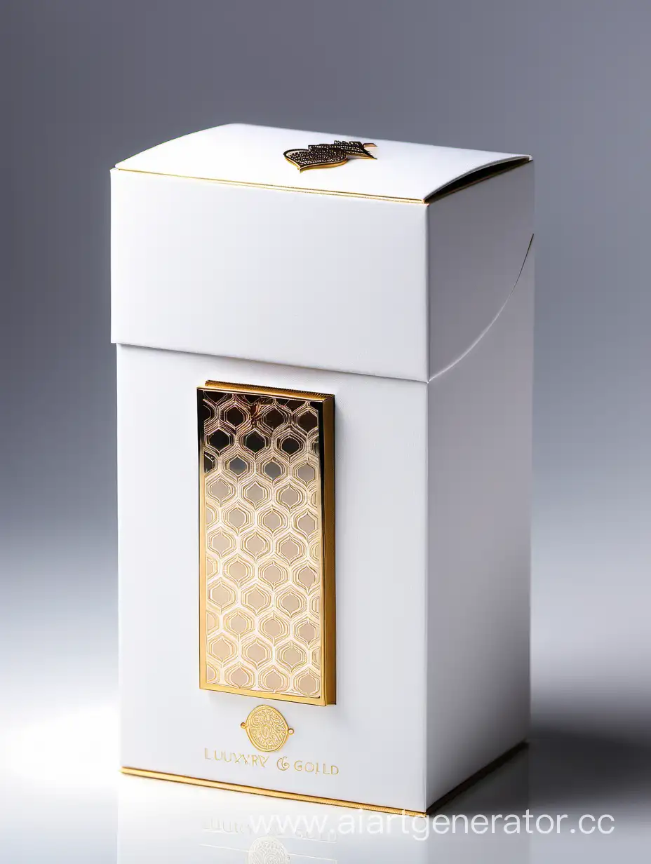 white and gold luxury perfume box