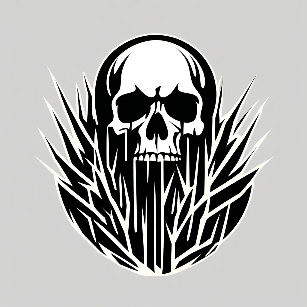 Skull buried, stencil, simple, minimalist, vector art, negative space, logo