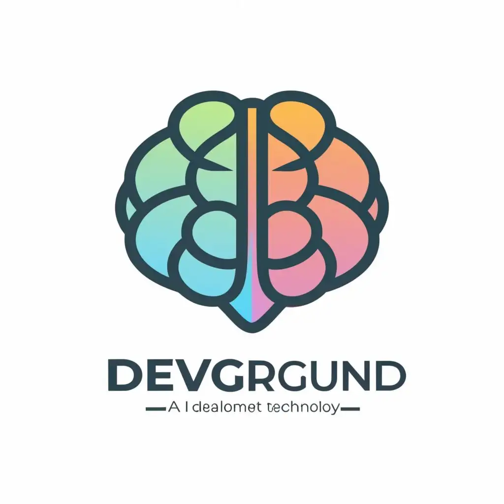 logo, brain, with the text "devground, ai, games, development, technology", typography, be used in Entertainment industry