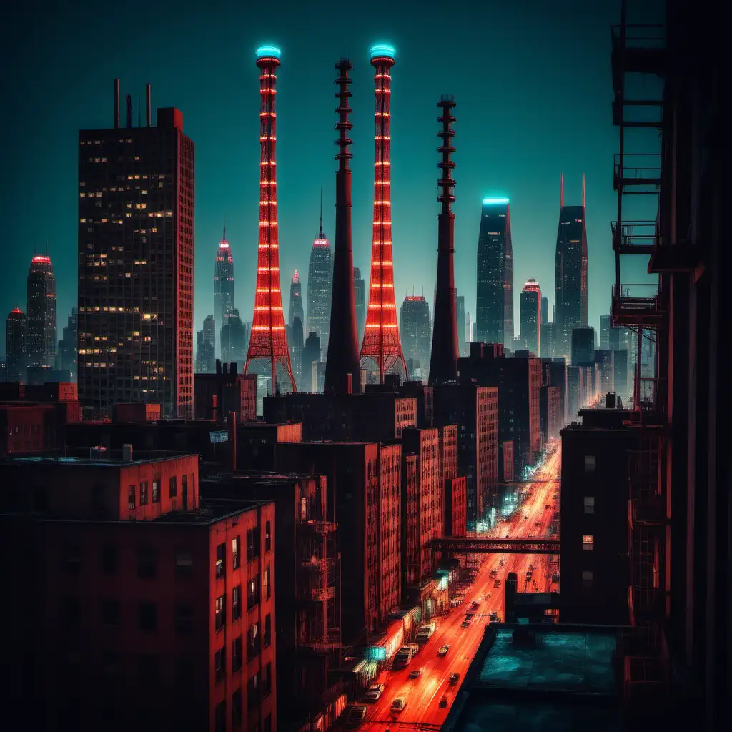 Vivo en un mundo futurista de asfalto, rascacielos, coches entre los rascacielos a través de puentes elevados, hay chimeneas y antenas de radio de acero oxidado, luces de neon. 
