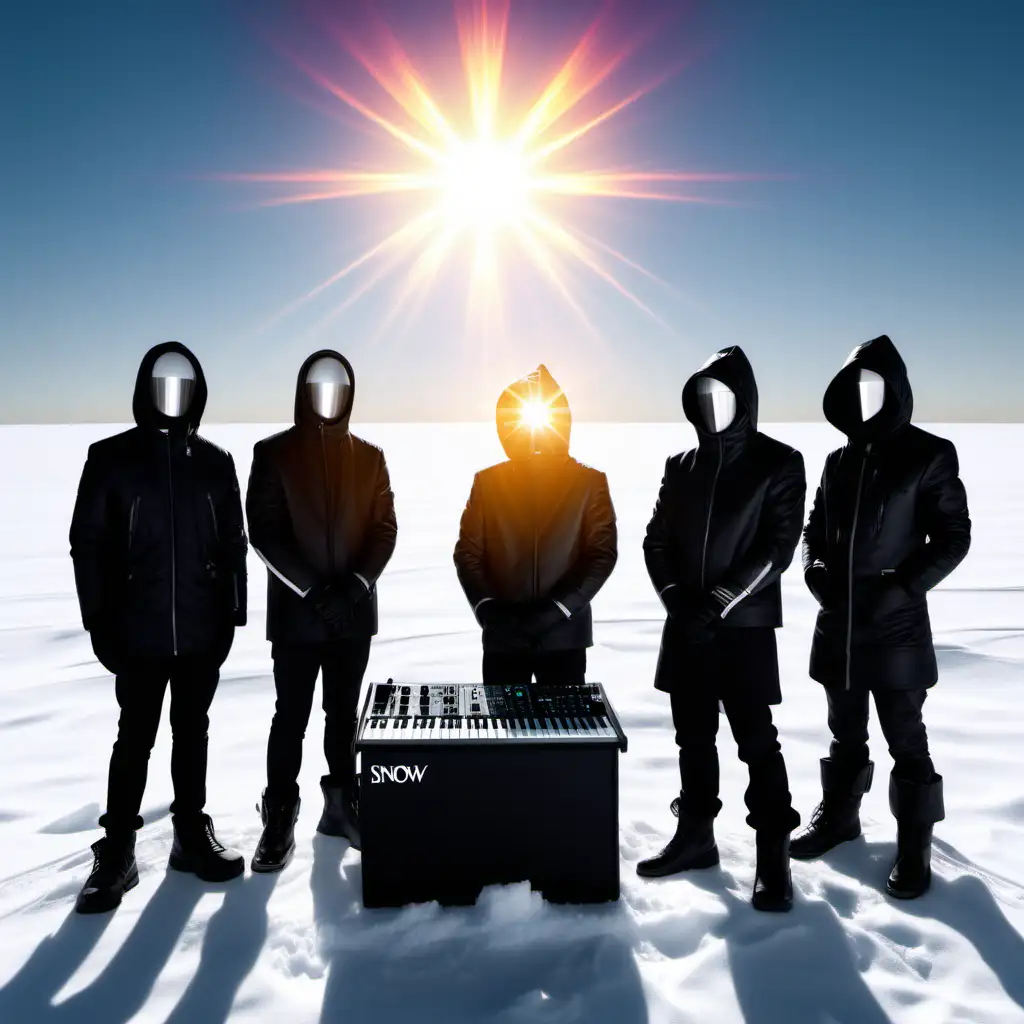 Electronic Musicians Performing in Snowy Sunlight