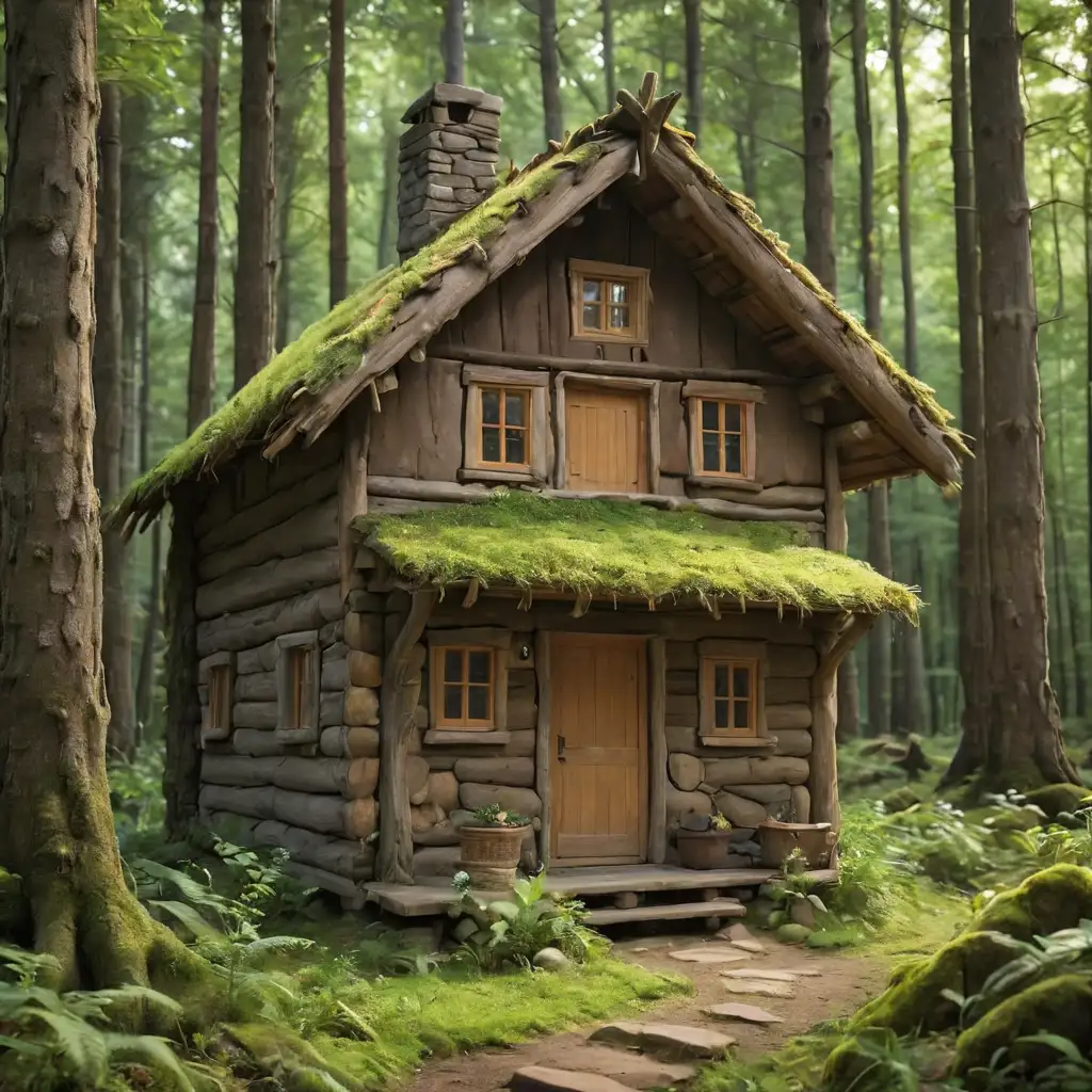 domeček vyrobený z přírodnin, z lesa