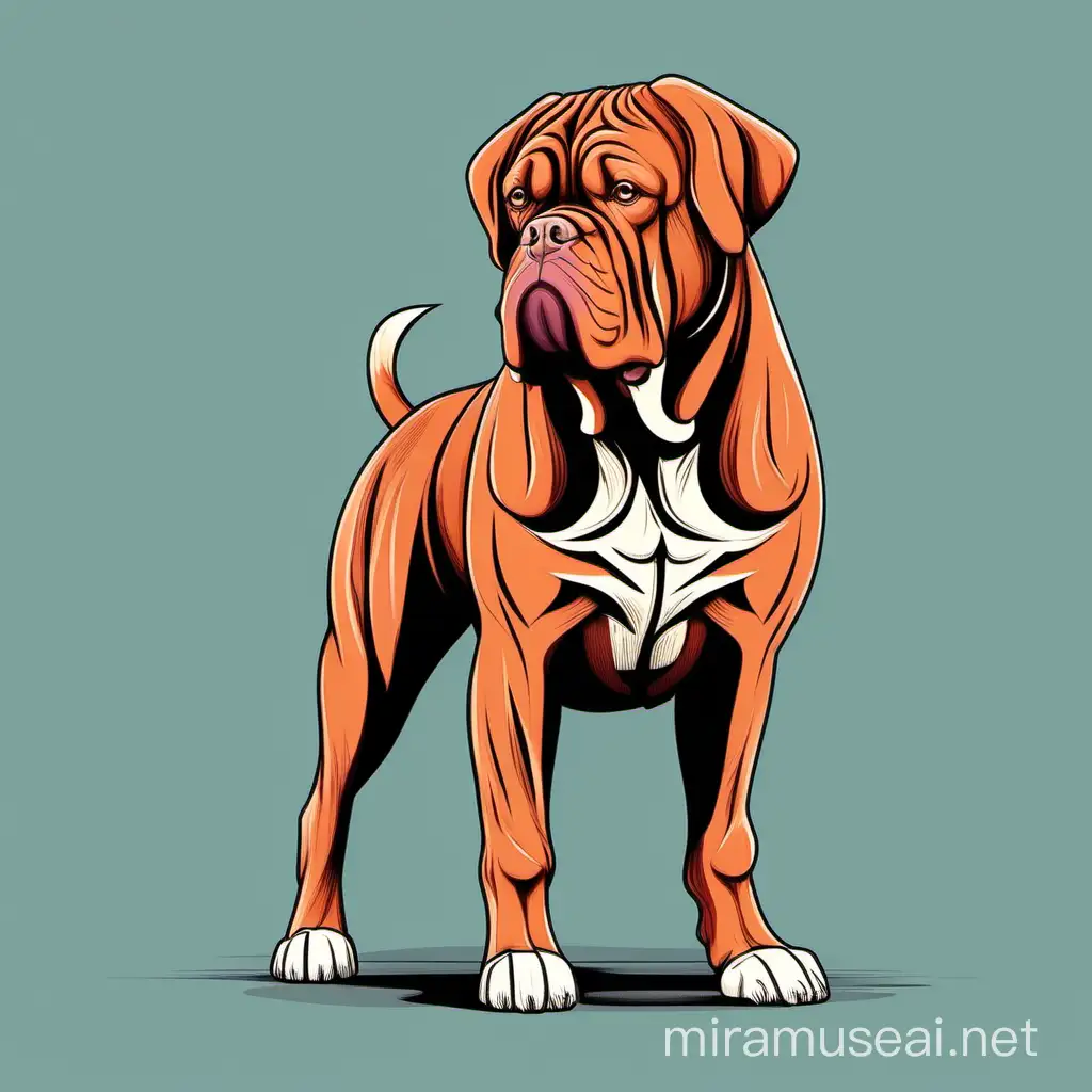 french mastiff dog illustration, dog character illustration cut. Character illustration character standing legs hands 