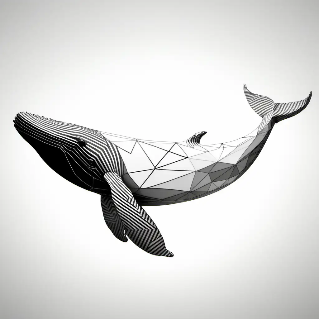 Abstract Monochrome Whale in Geometric Patterns