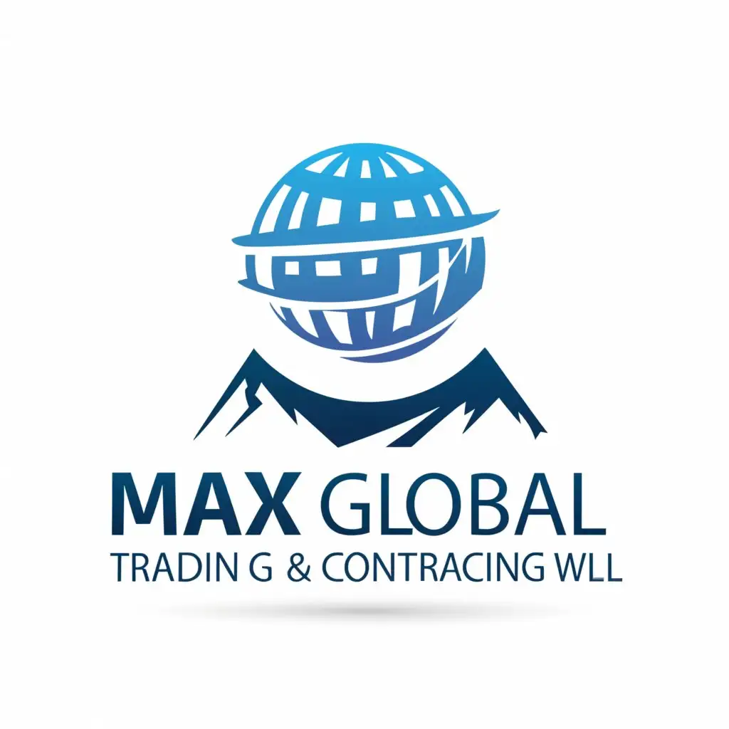 a logo design,with the text "Max Global Trading & Contracting WLL", main symbol:Globe, Mountain,Moderate,be used in Construction industry,clear background