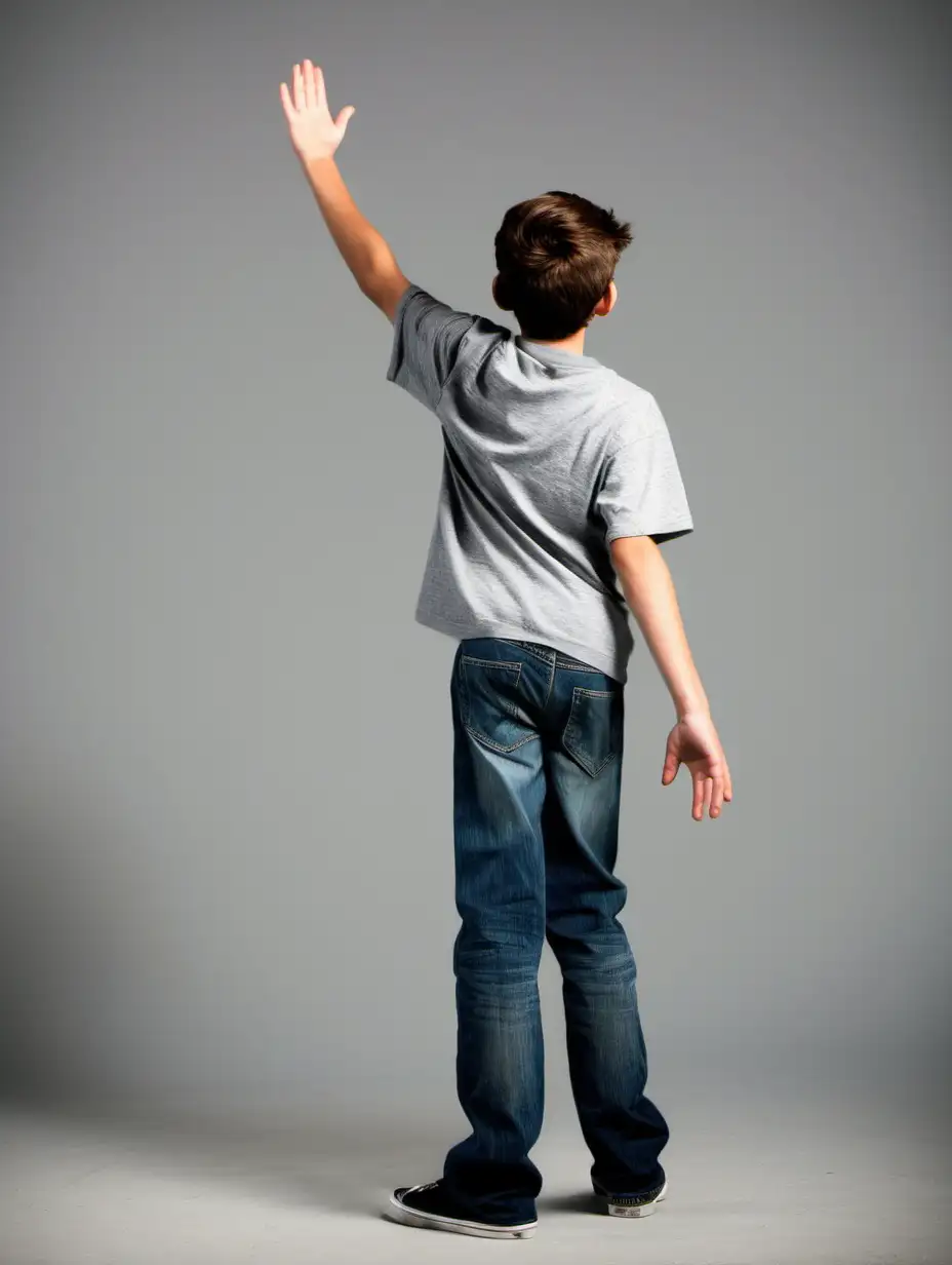 Teen Boy Celebrating with High Five Exciting Full Body Shot