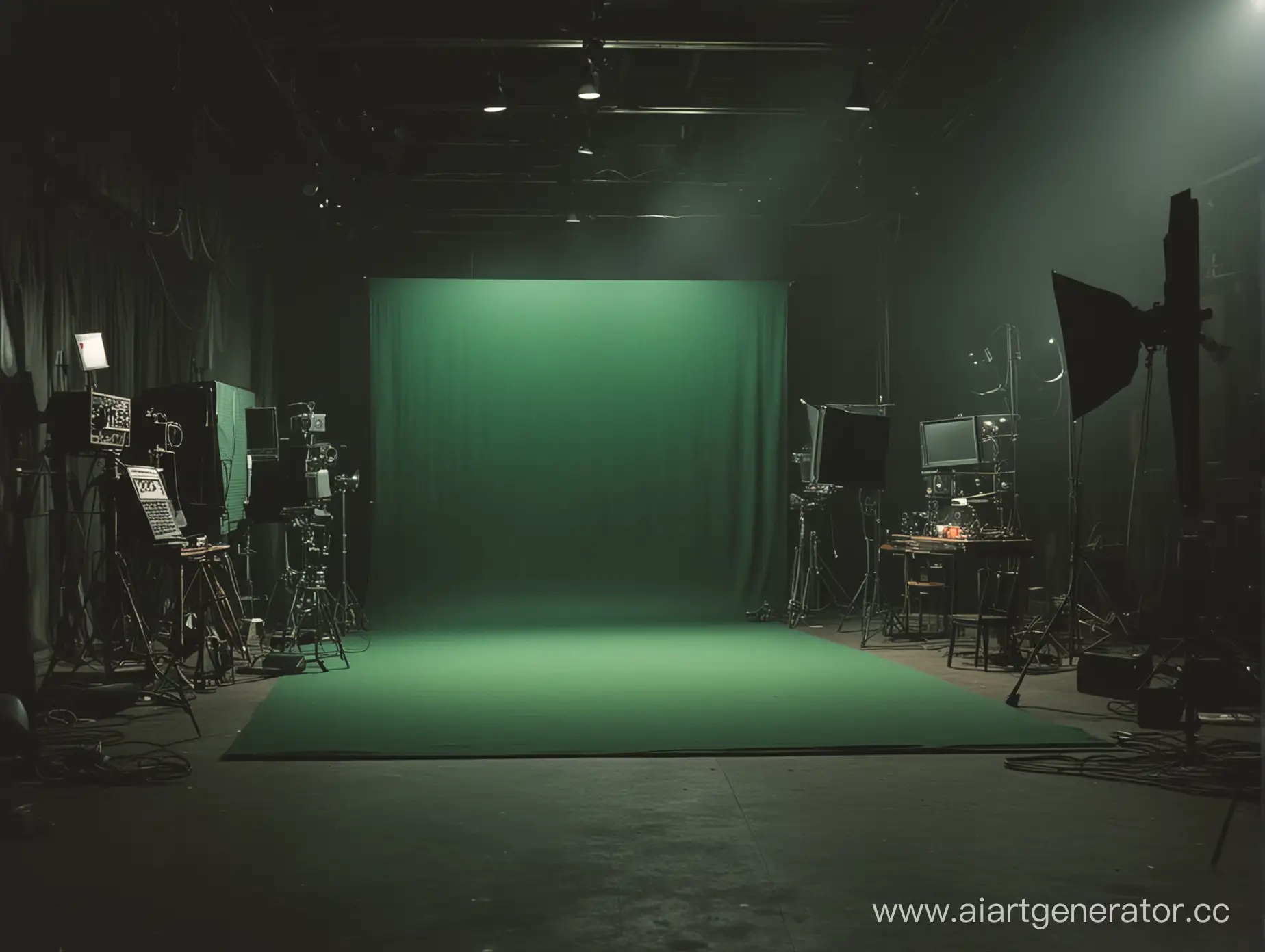 съемочная площадка кино, темная с зеленым