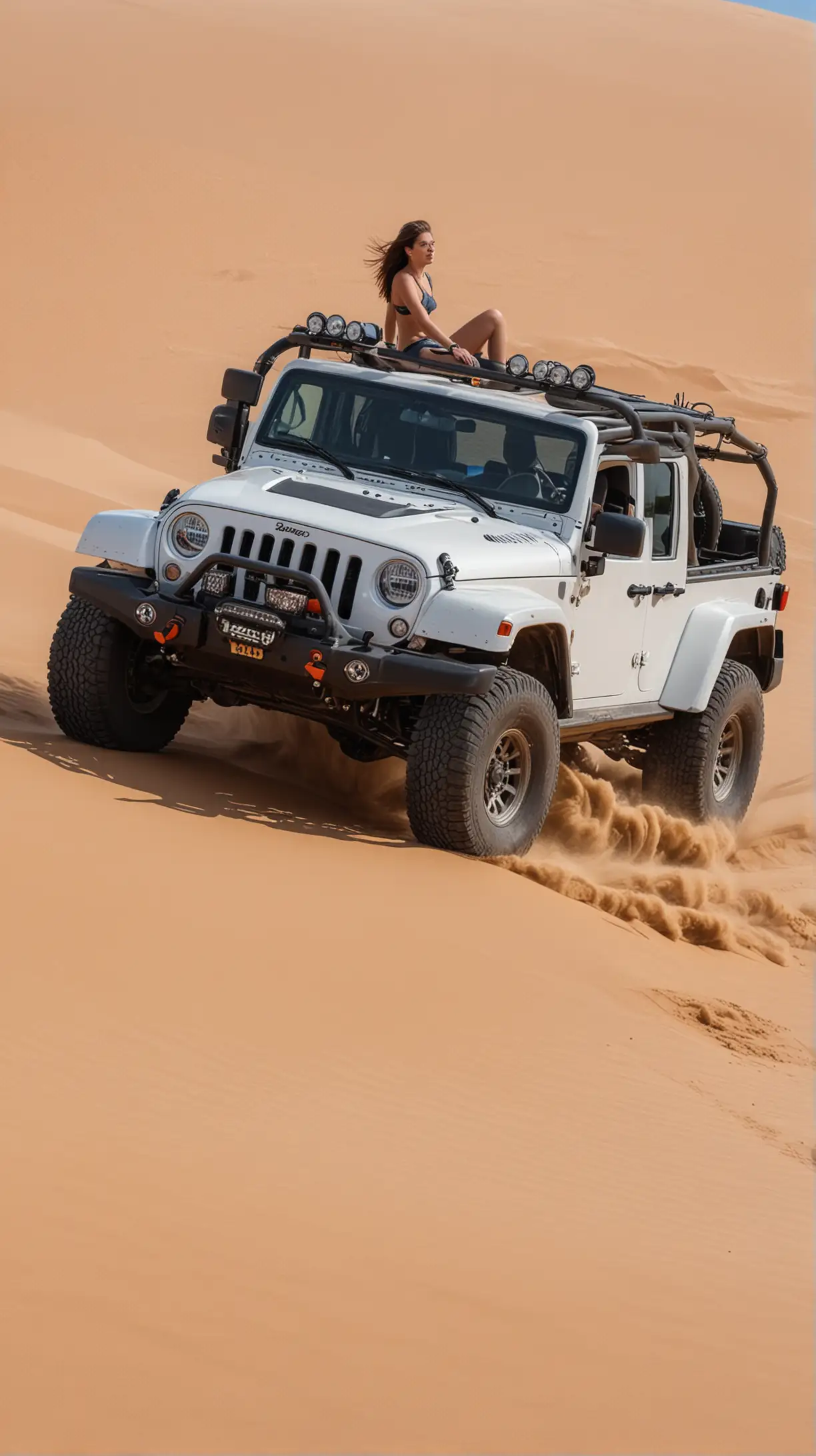Jeep Riding Adventure in Desert Sands with Beautiful Driver