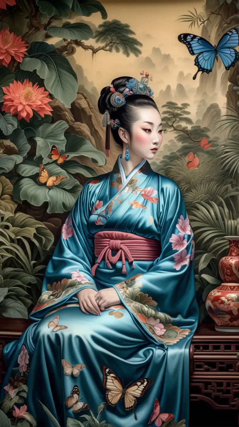 Mysterious Chinese Courtesan Amidst Baroque Beauty