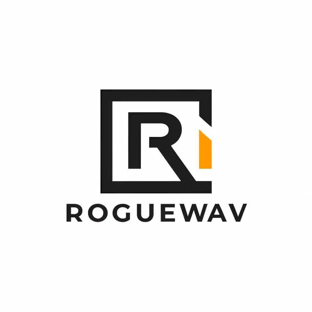 a logo design,with the text "ROGUEWAV", main symbol:R in a square,Minimalistic,clear background