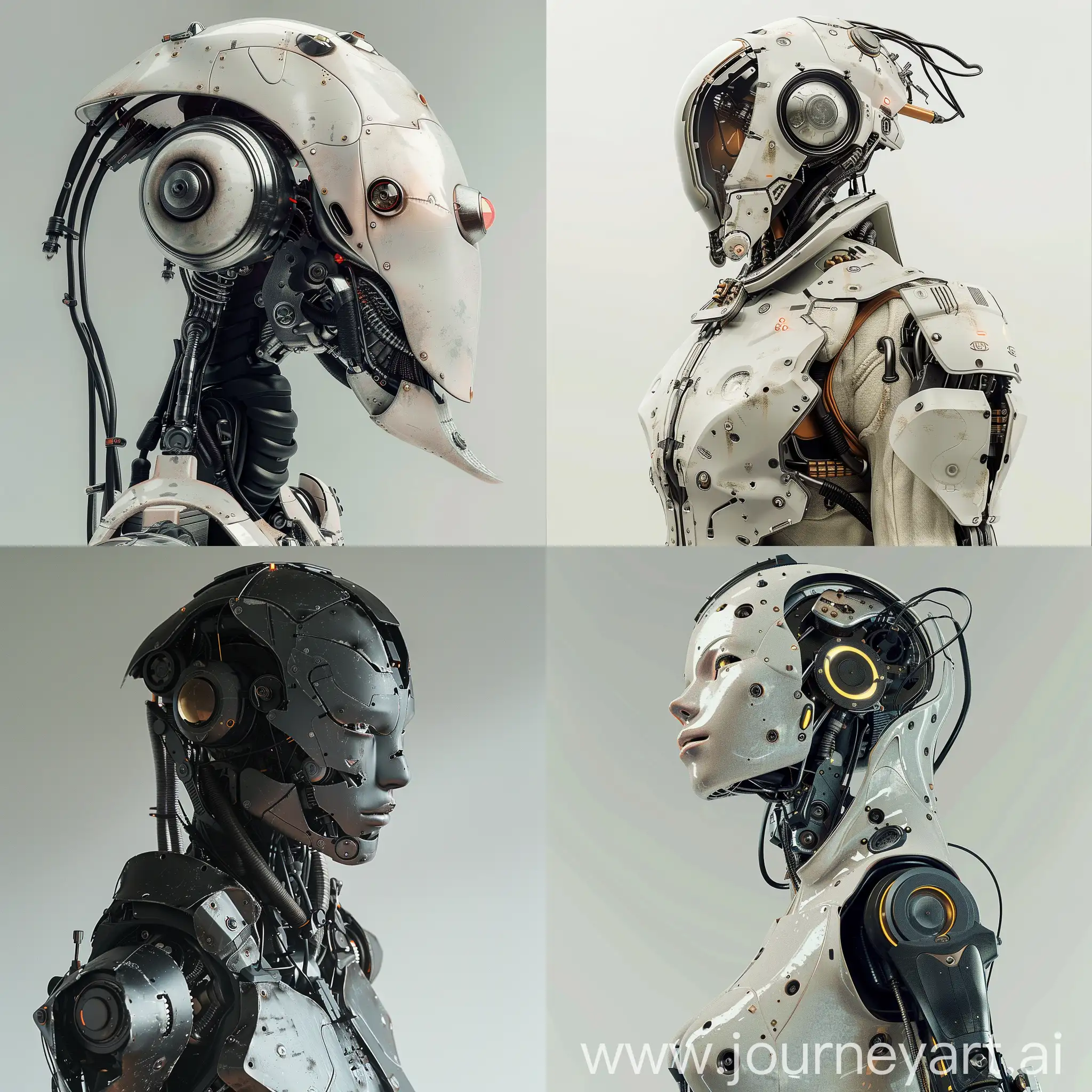 Portrait of the bizarres and weird dystopian robots ever made full body, realistic strange machines