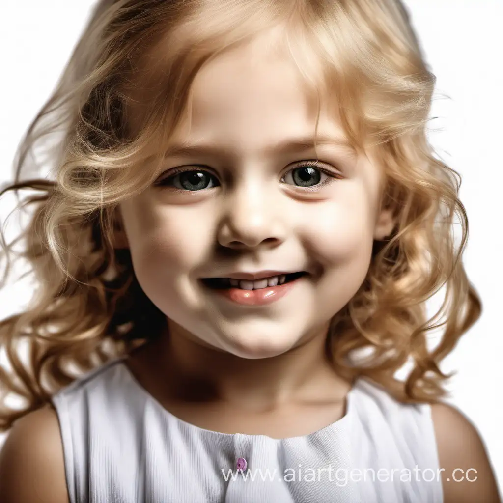 Маленькая девочка со светлыми волосами крупным планом на прозрачном фоне