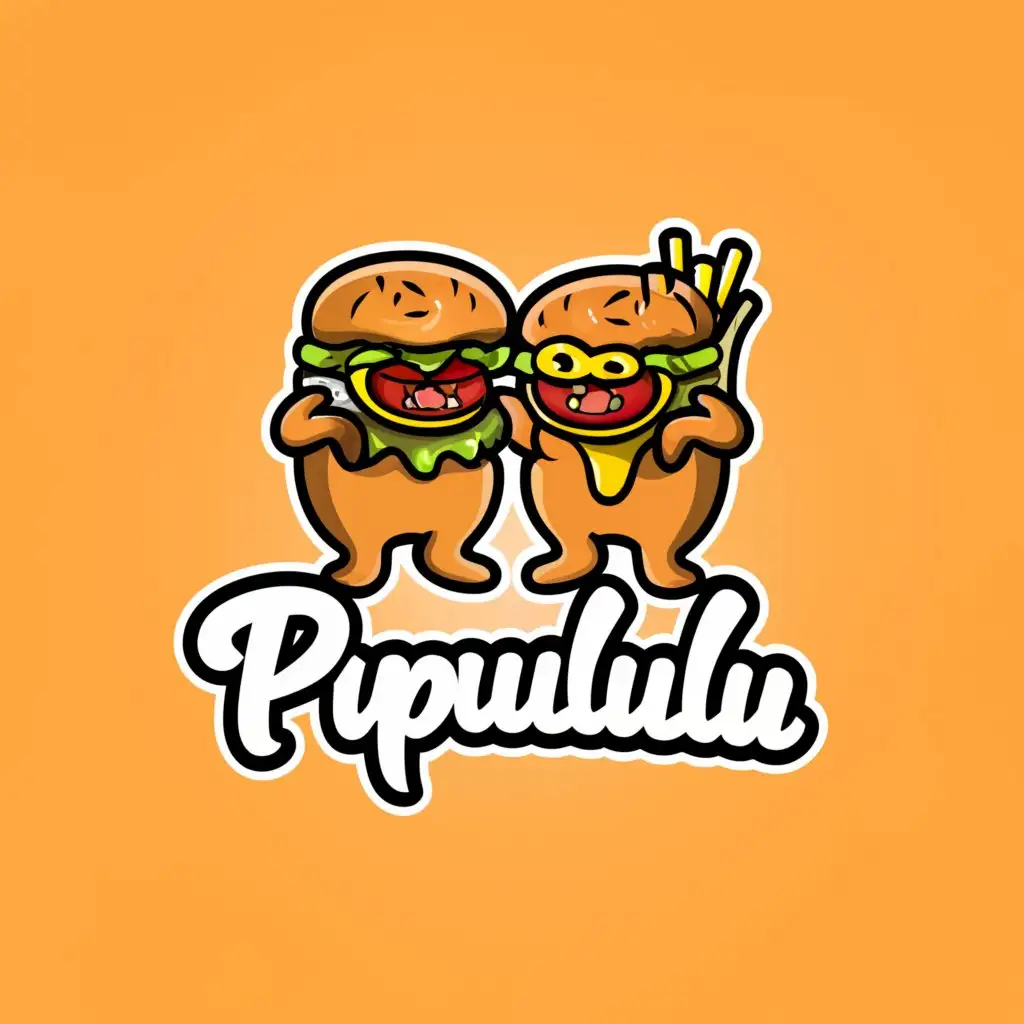 a logo design,with the text "DR. PUPULULU", main symbol:TWO CHARACTERS EATING,Moderate,be used in Restaurant industry,clear background