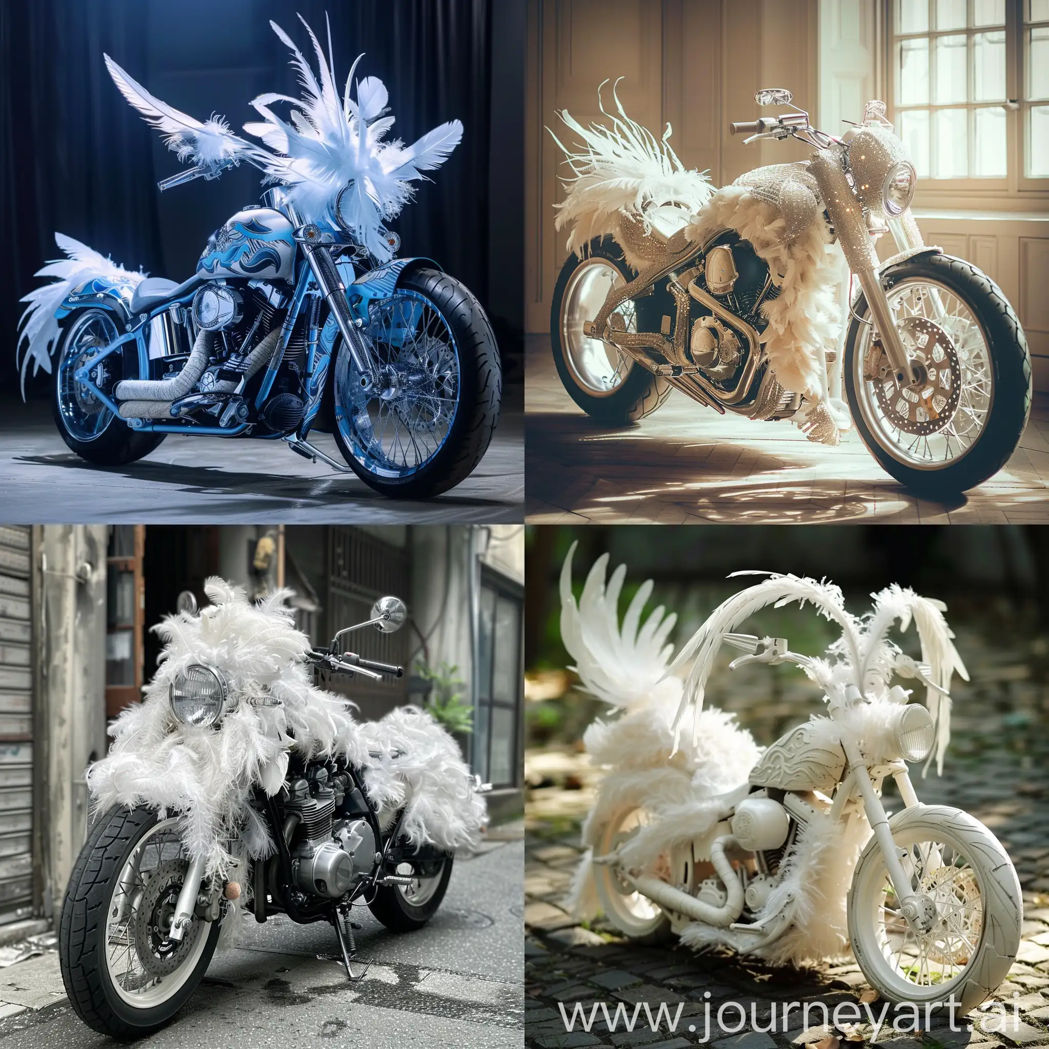 Sepeda motor kombinasi dengan bulu super lembut terlihat sangat cantik dan elegan