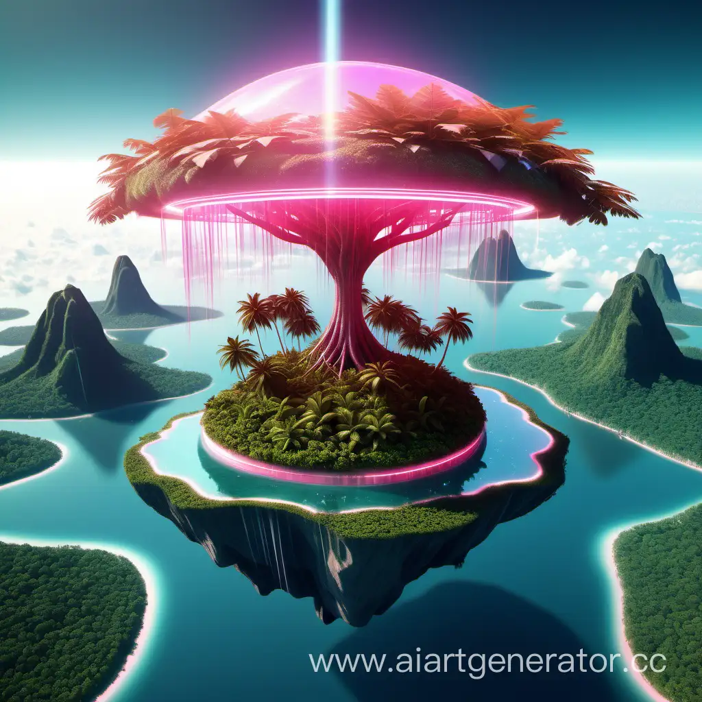 Enchanting-Floating-Island-with-Pink-Jungle-Holograms