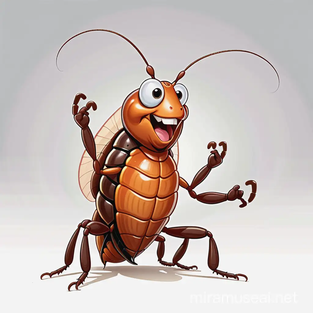 Clever Cockroach Cartoon Character with a Wise Expression