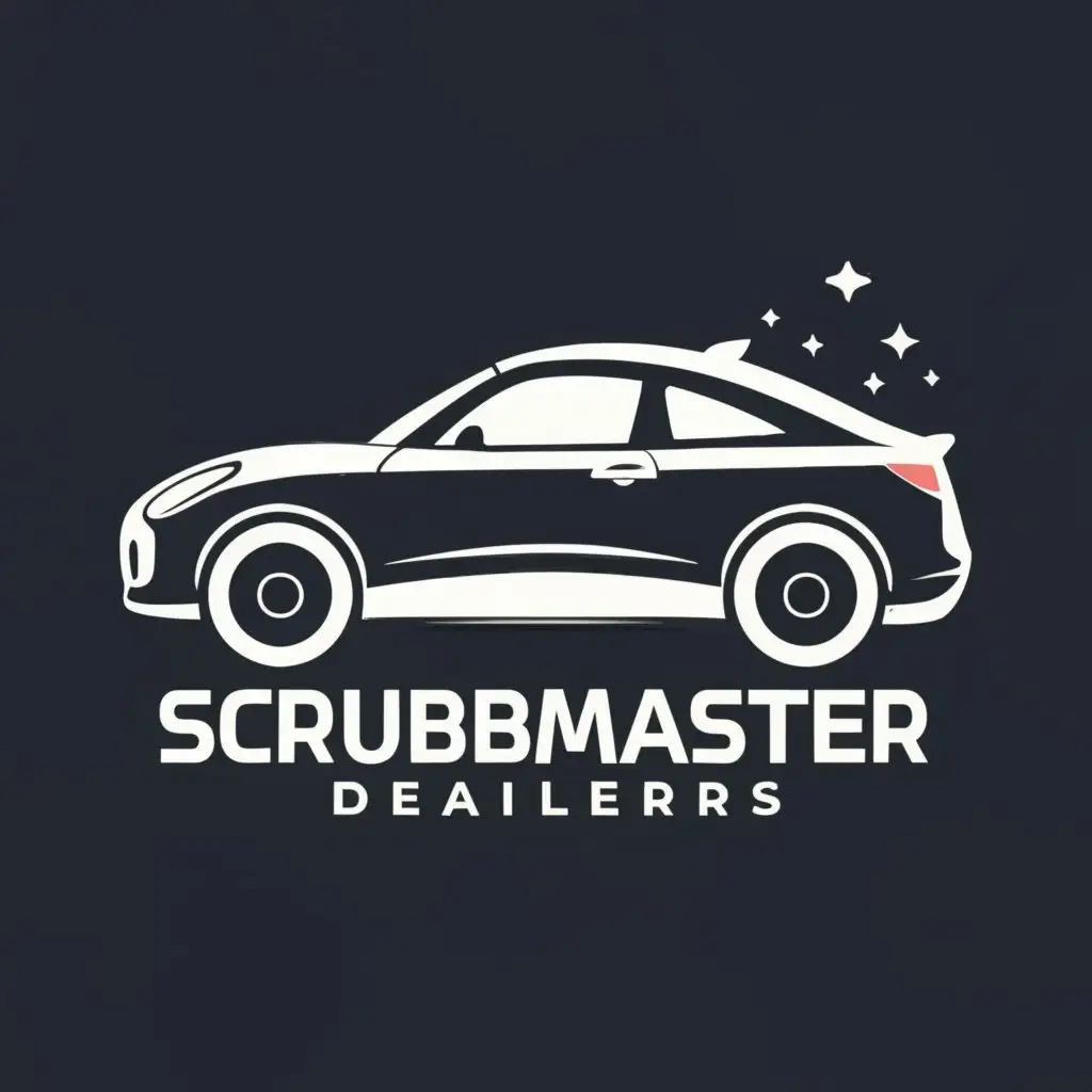a logo design,with the text "Scrubmaster Detailers", main symbol:Car,Moderate,be used in Automotive industry,clear background