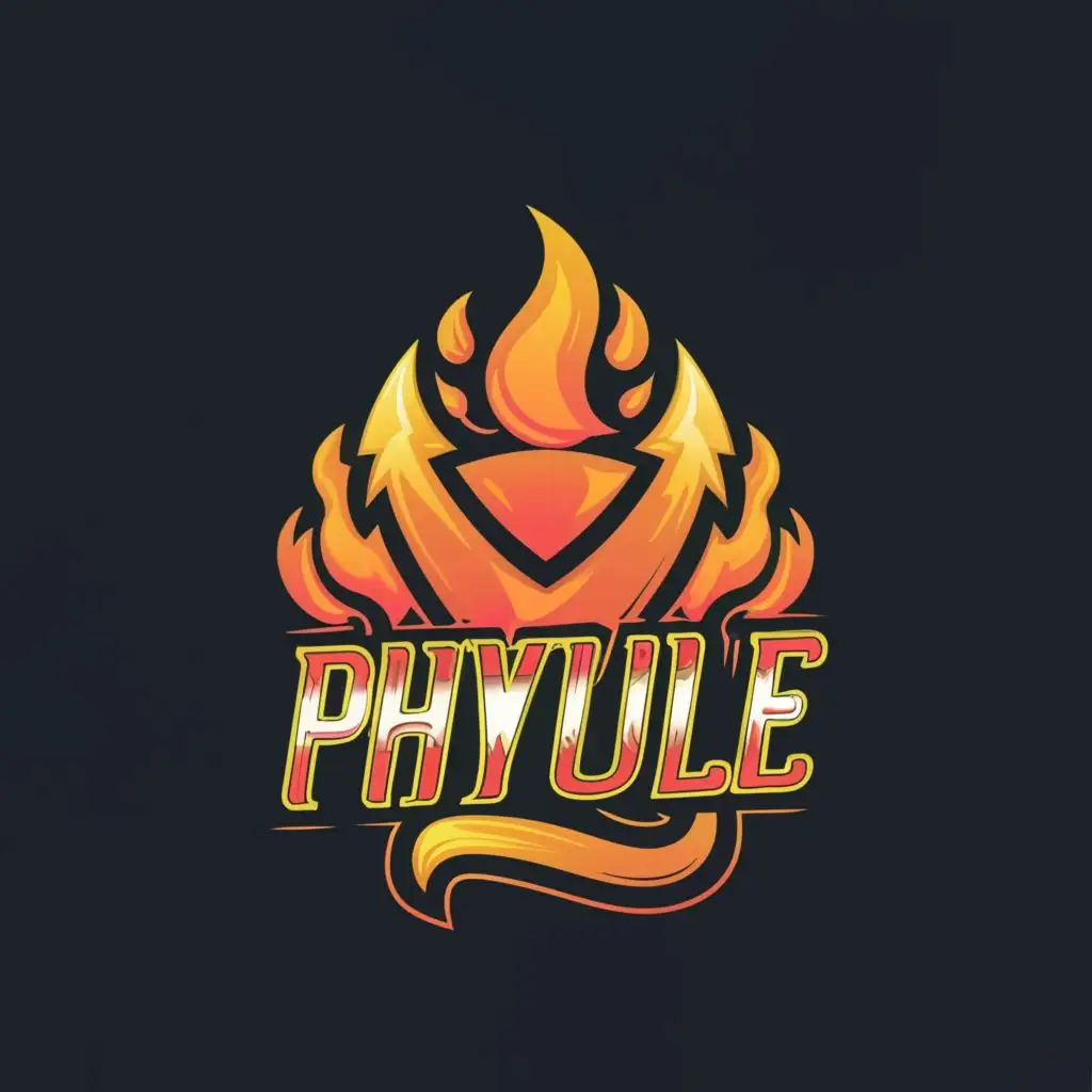 logo, Letters in flame, with the text "Phyule", typography, be used in Sports Fitness industry